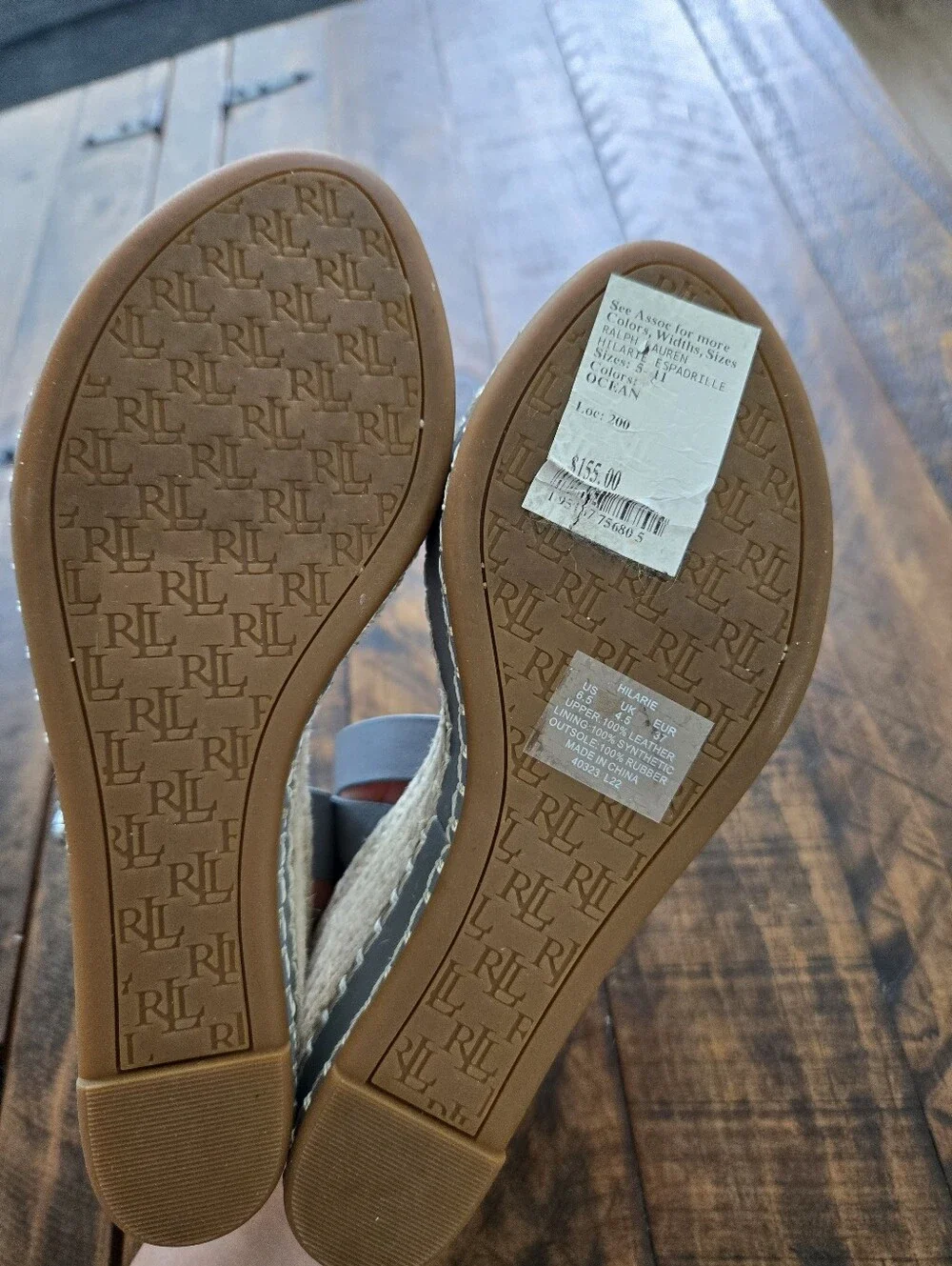 Lauren Ralph Lauren Hilarie Nappa Leather Espadrille Wedge Sandals. Size 6.5